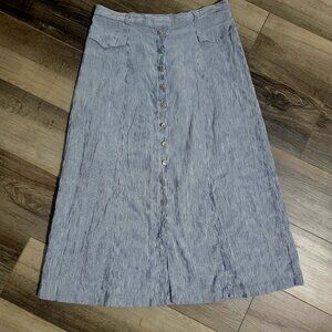 Vintage 90s Conrad C Weekend Striped Midi Skirt Medium Button Front